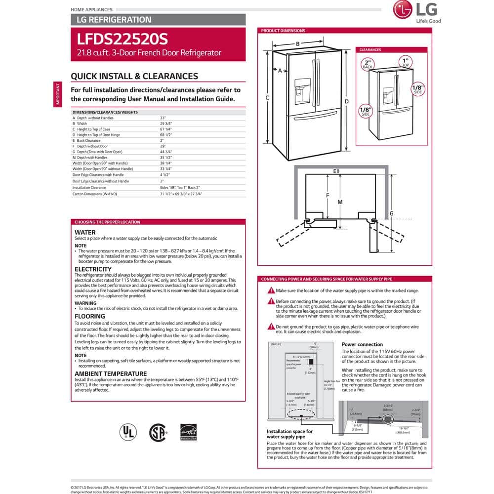 French Door Fridge (External Ice/Water)