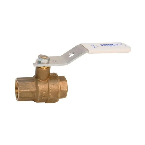 2-Piece Ball Valve, 1/2 in, FNPT, Full Port, Stainless Steel Ball, Bronze