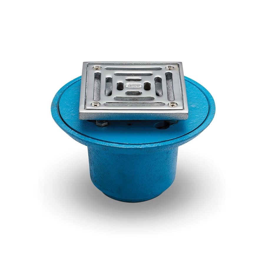 FD2254 Floor Drain, 2 in Outlet, No Hub, 4-3/16 in Square Brass Top