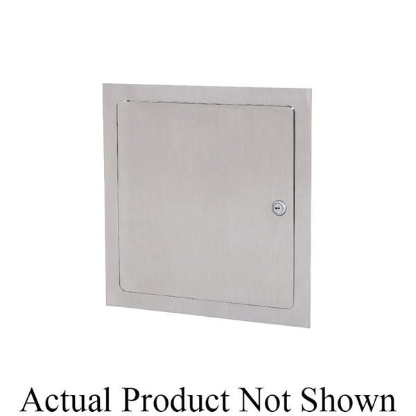 Drywall Access Door, Cylinder Lock, 12 x 12 in, 304/304L Stainless Steel, 16 ga, Satin