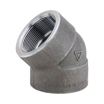 45 deg Elbow, 1 in, FNPT, SCH 80/XH, Forged Steel, 2000 lb