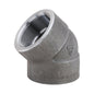 45 deg Elbow, 1 in, FNPT, SCH 80/XH, Forged Steel, 2000 lb