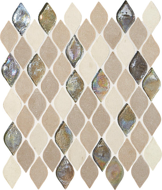 Decorative Accents Blanc Et Beige Raindrop, Straight Edge 1X2 Mix