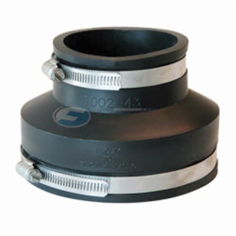 Transition Coupling, 4 x 3 in, Clay x Cast Iron/Plastic, Flexible PVC