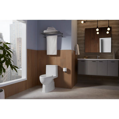 Reach 1.28 GPF One-Piece Compact Elongated Chair Height Toilet with Skirted Trapway and Left Hand Trip Lever - Seat Included