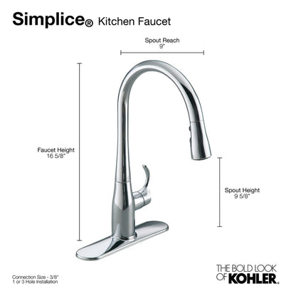 Simplice 1.5 GPM Single Hole Pull Down Kitchen Faucet - Includes Escutcheon