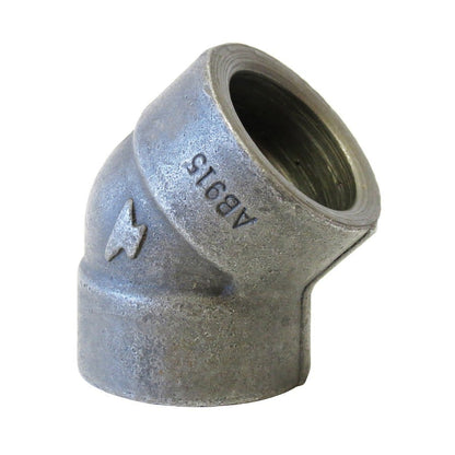 45 deg Elbow, 1-1/4 in, Socket Weld, SCH 80/XH, Forged Steel, 3000 lb