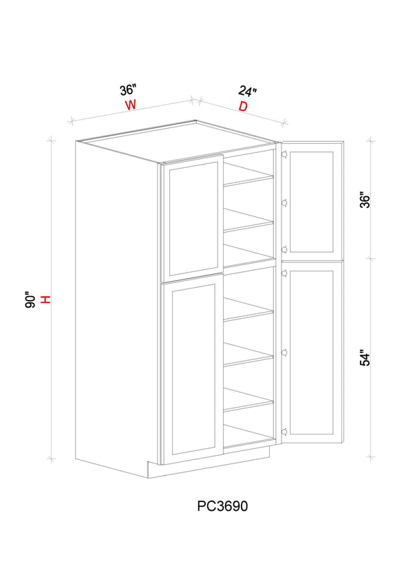 Pantry Cabinet - 36"W x 90"H x 24"D - - 4D