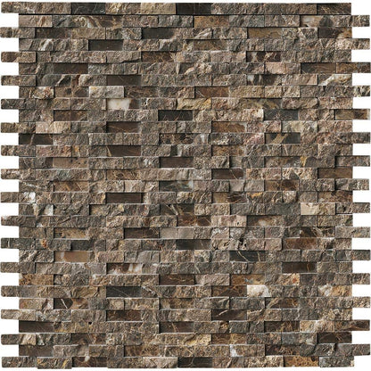 Emperador Splitface 12 in. x 12.75 in. Textured Marble Look Floor and Wall Tile (10 sq. ft./Case)