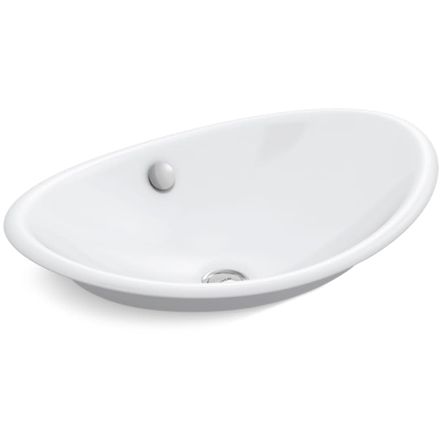 Iron Plains 20-3/4"L Enameled Cast Iron Wading Pool Oval Bathroom Sink with Overflow and White Painted Underside