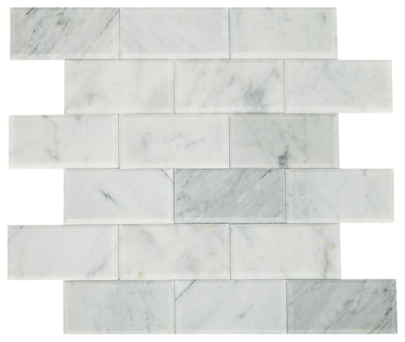 SimplyStick Mosaix Carrara White Brick 2X4 Polished