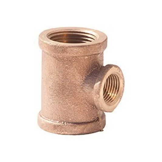 Tee, 3/4 x 1 in, FNPT, Lead Free Brass, Rough Brass