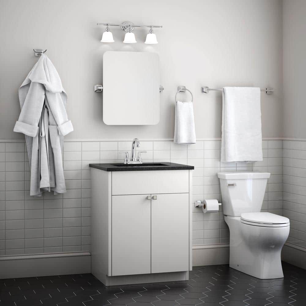 Portwood 3-Piece Bath Hardware Set with 24 in. Towel Bar, Toilet Paper Holder, Towel Ring in Brushed Nickel