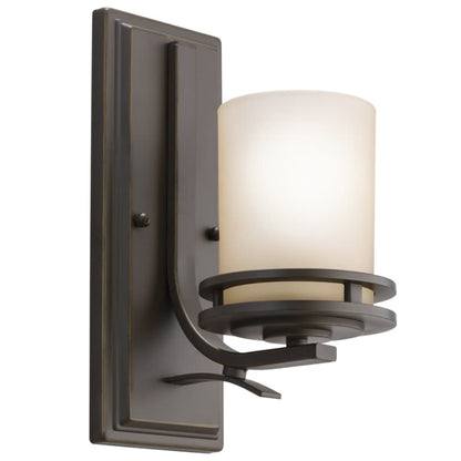 Hendrik Single Light 12" Tall Wall Sconce with Satin Etched Glass Shade