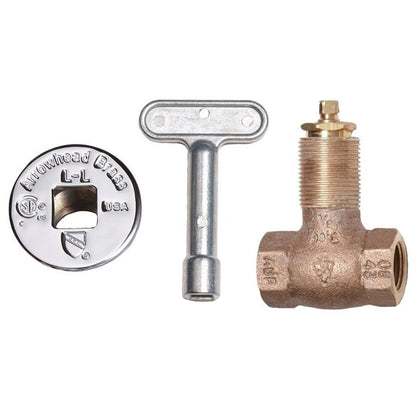 Heavy Duty Straight Gas Log Lighter Valve With Chrome Flange and Key, 1/2 in, FNPT