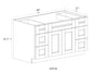 Vanity Single Sink Base Cabinet with Drawers - 48"W * 34- 1/2"H * 21"D - 6DRW
