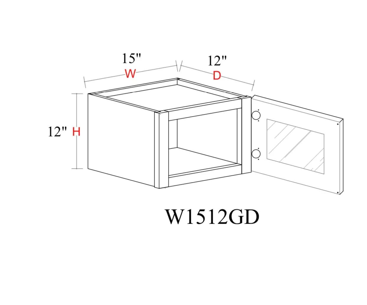Wall Cabinet - 15"W x 12"H x 12"D Glass Door Only
