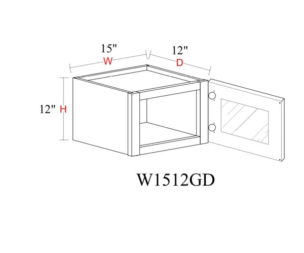 Wall Cabinet - 15"W x 12"H x 12"D Glass Door Only