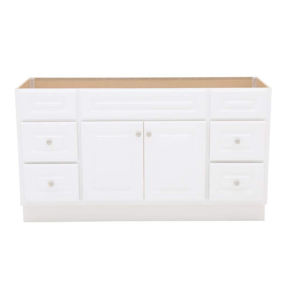 Hampton 60 in. W x 21 in. D x 33.5 in. H Bath Vanity Cabinet without Top in White