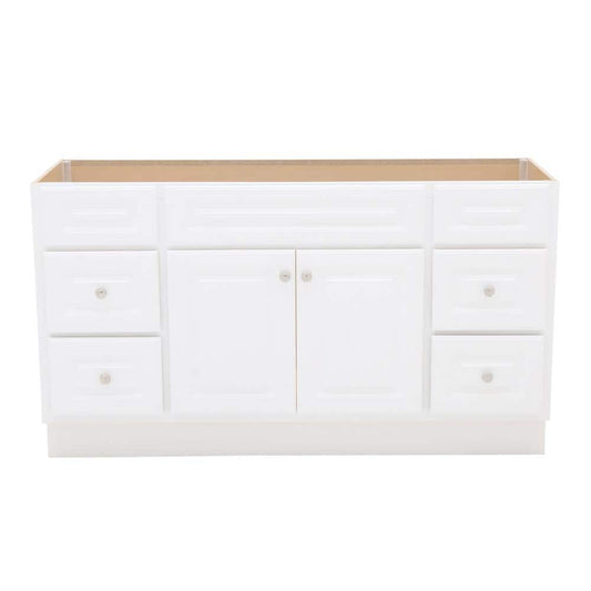 Hampton 60 in. W x 21 in. D x 33.5 in. H Bath Vanity Cabinet without Top in White