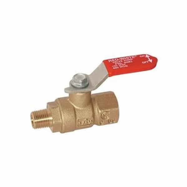 2-Piece Ball Valve, 1/4 x 1/8 in, FNPT x MNPT, Full Port, Plated Brass Ball, Brass