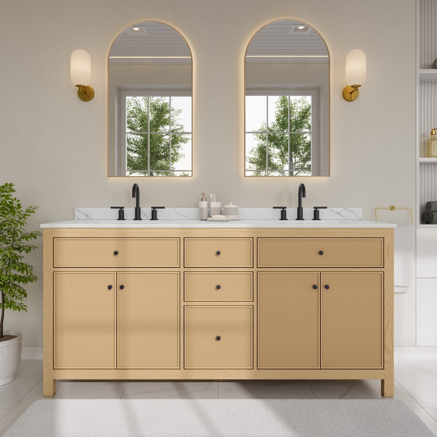 Pendry Double Bathroom Vanity - 72W x 35H x 22D