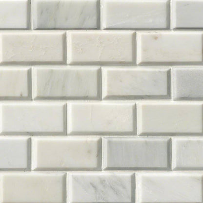 Greecian White Beveled Subway Tile 2x4