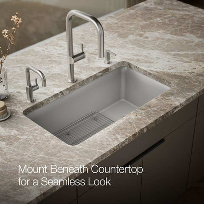 Cairn 33-1/2" Undermount Single Bowl Neoroc Granite Composite Kitchen Sink with Bottom Sink Rack