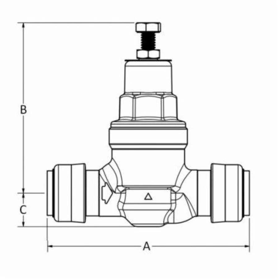 Water Pressure Regulator, 3/4 in, Push-Fit, Bronze