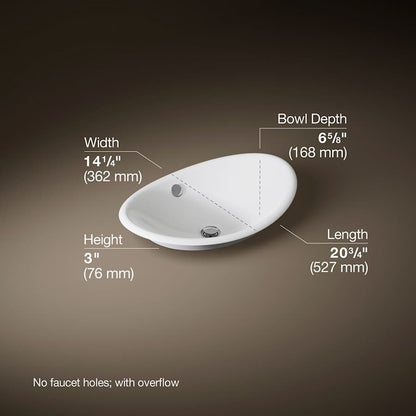 Iron Plains 20-3/4"L Enameled Cast Iron Wading Pool Oval Bathroom Sink with Overflow and White Painted Underside