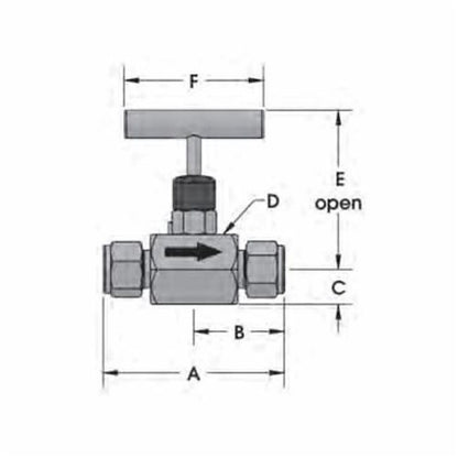 Ty-Flo® Needle Valve, 3/8 in, 316/316L Stainless Steel