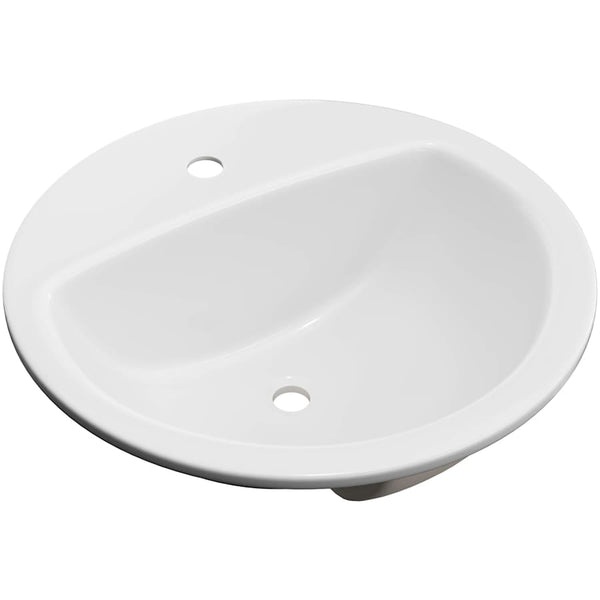 Rockaway 19" Circular Vitreous China Drop In Bathroom Sink with Overflow and 1 Faucet Hole at 0" Centers