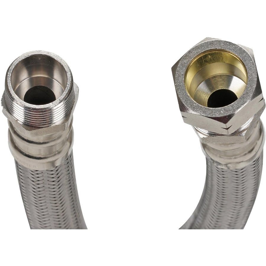 Braided Water Heater Flex, 3/4 in, MNPT x Comp, 18 in L, Stainless Steel