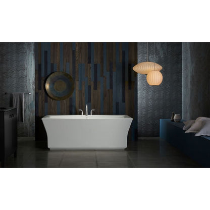 Stargaze 72" Free Standing Bath Tub with Fluted Shroud, Lumbar Support, and Center Drain