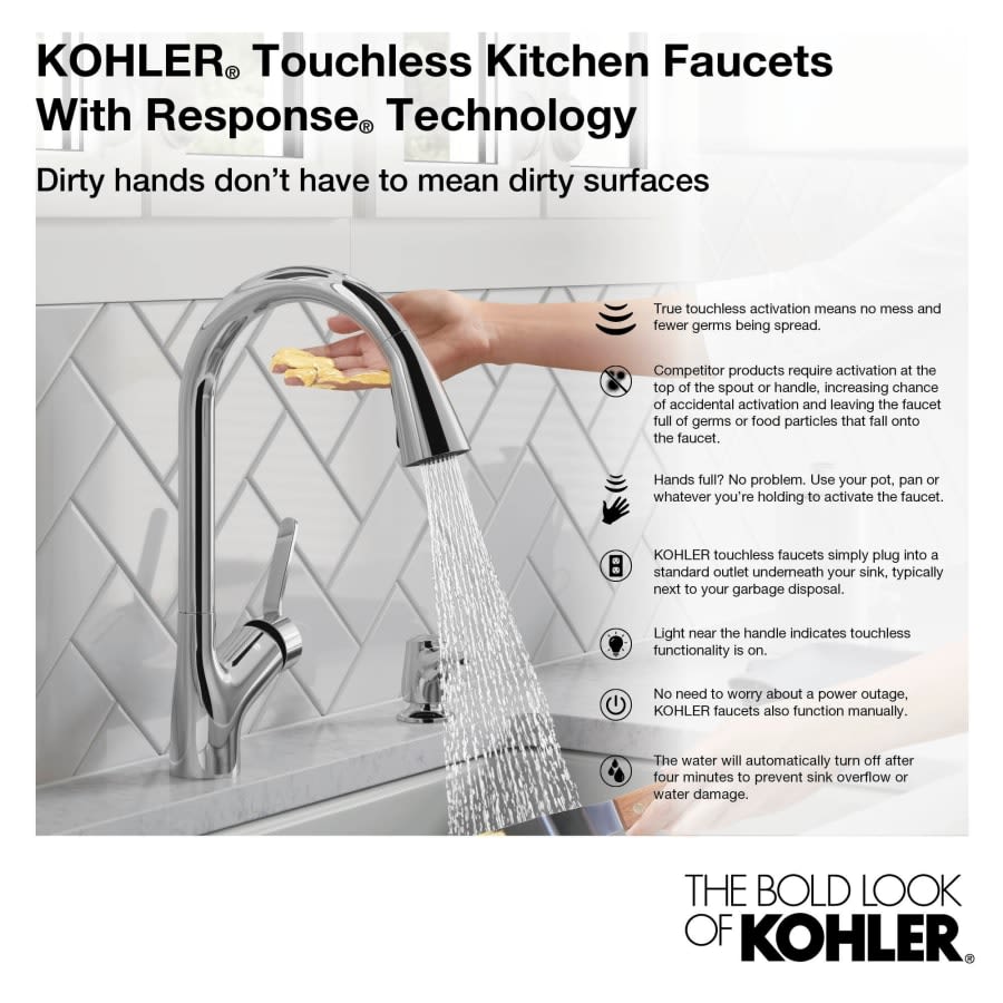 Artifacts Touchless 1.5 GPM Single Hole Pull Down Kitchen Faucet with Three-Function Spray Head