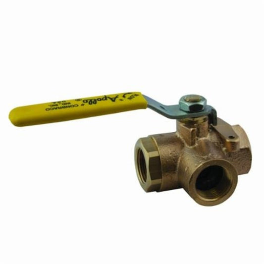 2-Piece Ball Valve, 1/4 in, FNPT, Standard Port, Plated Brass Ball, Bronze