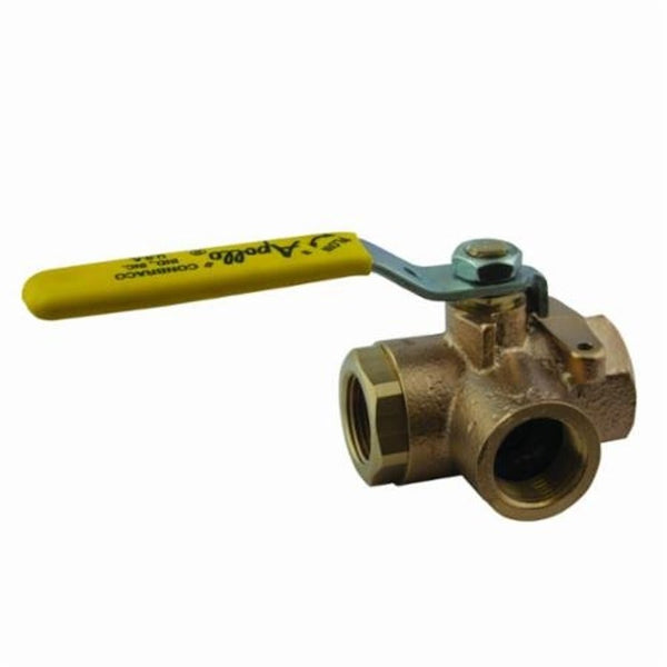 2-Piece Ball Valve, 1/4 in, FNPT, Standard Port, Plated Brass Ball, Bronze