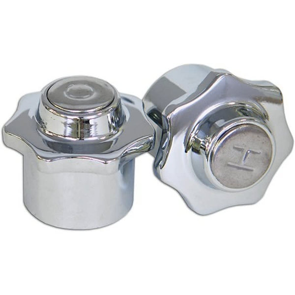 Pair of Handle, 15/16 x 1-9/16 in, For American Standard Faucets, 22 Point, B-8 Broach Style, Die-Cast, Polished Chrome Plated