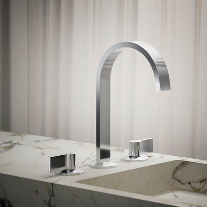 Components 1.2 GPM Widespread Bathroom Faucet with Drain Assembly and Ribbon Design Spout - Less Handles