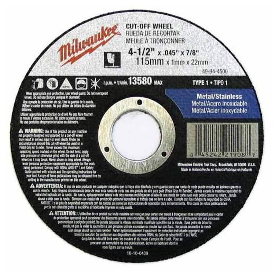 Cut-Off Wheel, 4-1/2 in Dia, 0.045 in THK, Aluminum Oxide