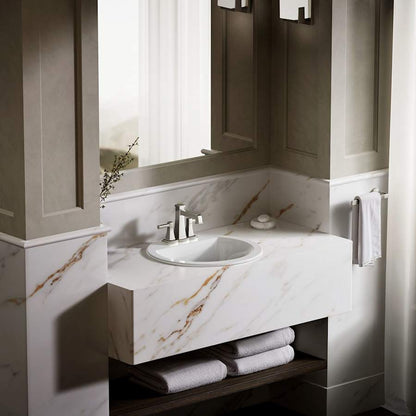 Bryant 18-7/8" Circular Vitreous China Drop In Bathroom Sink with Overflow and 3 Faucet Holes at 4" Centers