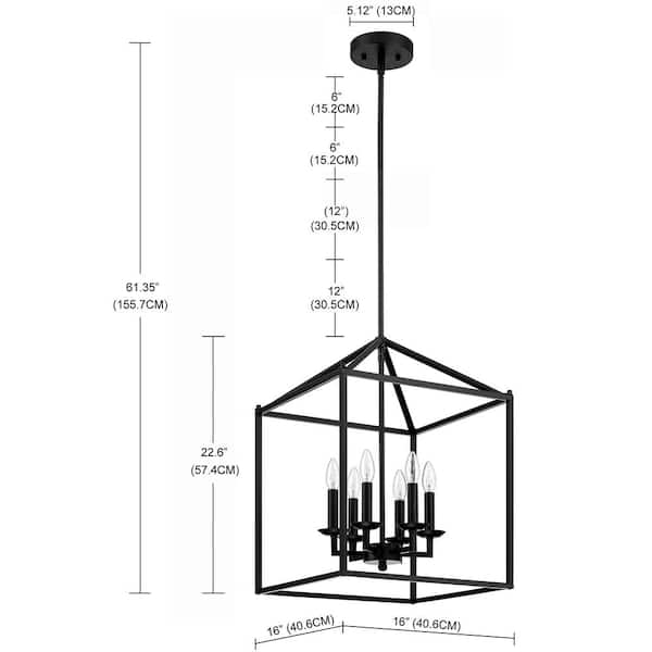 Dawn 6-Light Matte Black Chandelier 16"