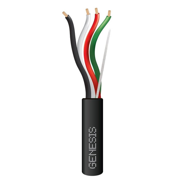 Thermostat Wire, 14 AWG, 4-Wire, 250 ft L, Black