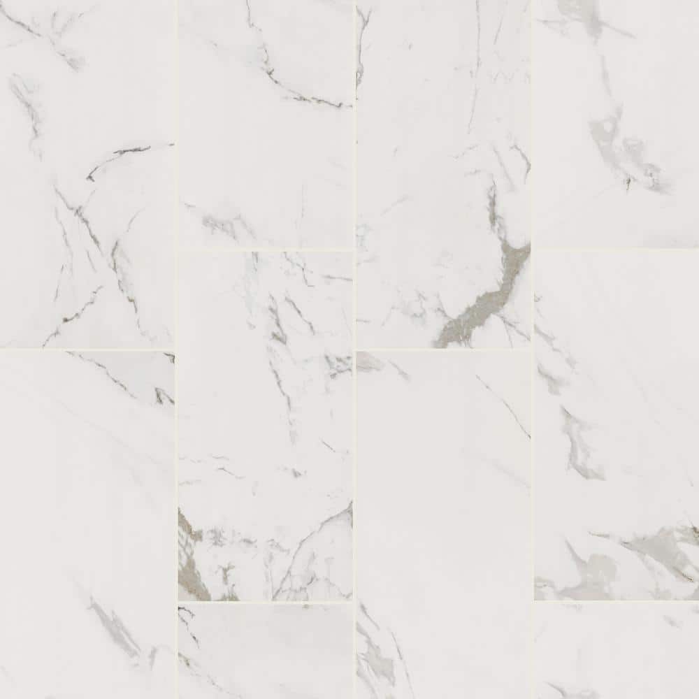 Carrara 12 in. x 24 in. Polished Porcelain Stone Look Floor and Wall Tile (16 sq. ft./Case)