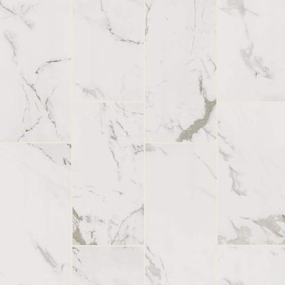 Carrara 12 in. x 24 in. Polished Porcelain Stone Look Floor and Wall Tile (16 sq. ft./Case)
