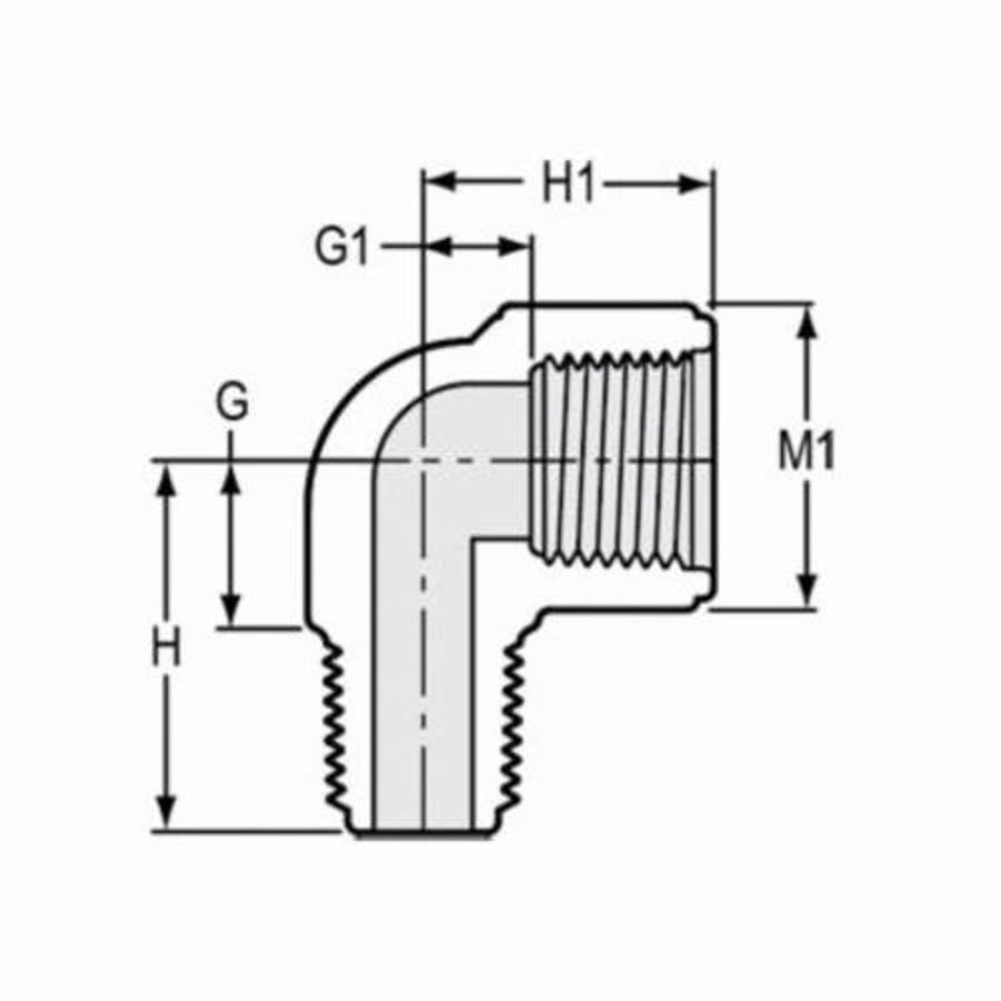 90 deg Elbow, 1/2 in, MNPT x FNPT, Polyethylene