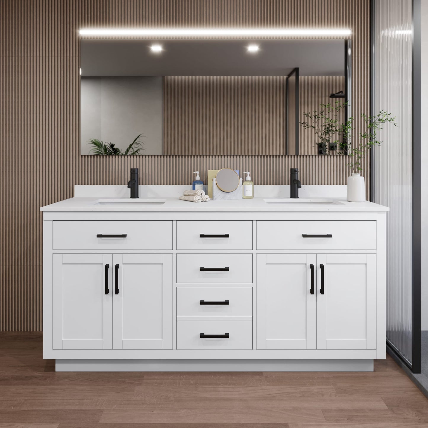 Beckett Double Bathroom Vanity with Toe Kick - 72W x 35H x 22D