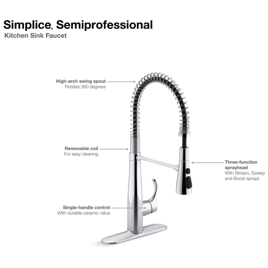 Simplice 1.5 GPM Single Hole Pre-Rinse Pull Down Kitchen Faucet - Includes Escutcheon