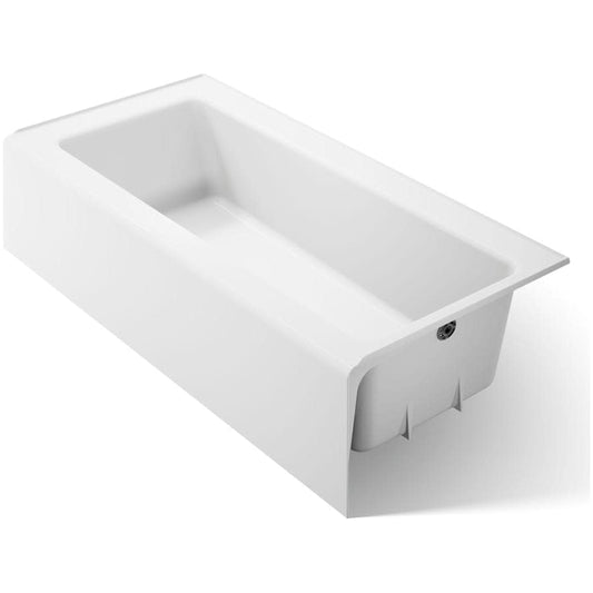 Bellwether Bath Tub 66" L x 32" W Cast Iron Soaking for Three Wall Alcove Installations with Integral Apron and Right Drain
