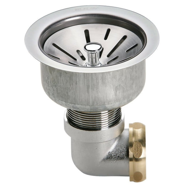 3-1/2 in, Drain Fitting Type 304/304L Polished Stainless Steel Steel Body Strainer Basket Tailpiece and Elbow